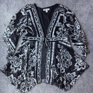 ⭐COLDWATER CREEK OPEN FRONT BLOUSE in Black & Grey, size S⭐